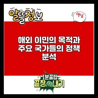 해외 이민의 목적과 주요 국가들의 정책 분석