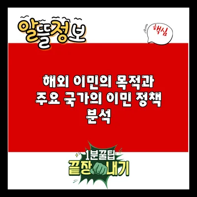 해외 이민의 목적과 주요 국가의 이민 정책 분석