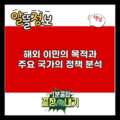 해외 이민의 목적과 주요 국가의 정책 분석