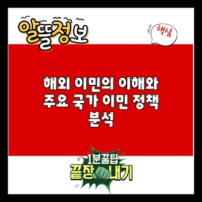 해외 이민의 이해와 주요 국가 이민 정책 분석