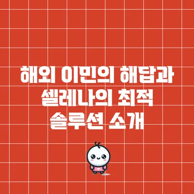 해외 이민의 해답과 셀레나의 최적 솔루션 소개