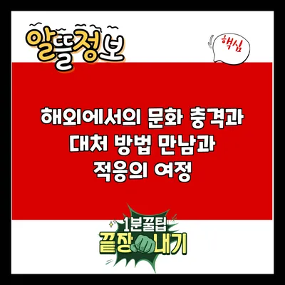 해외에서의 문화 충격과 대처 방법: 만남과 적응의 여정