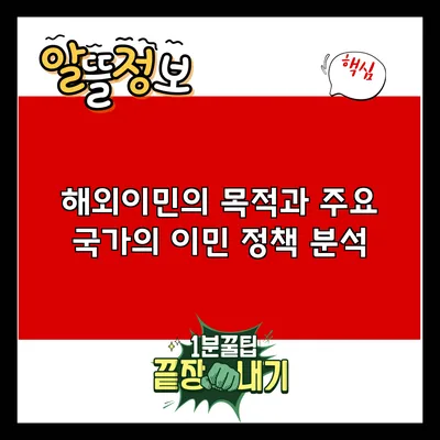 해외이민의 목적과 주요 국가의 이민 정책 분석