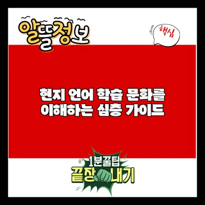 현지 언어 학습 문화를 이해하는 심층 가이드