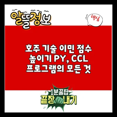 호주 기술 이민 점수 높이기: PY, CCL 프로그램의 모든 것