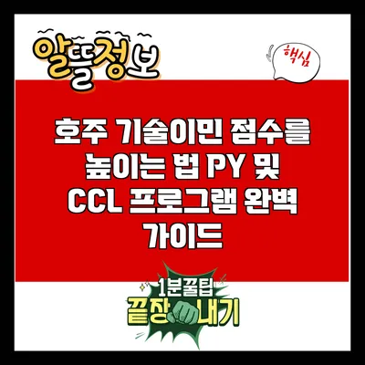 호주 기술이민 점수를 높이는 법: PY 및 CCL 프로그램 완벽 가이드