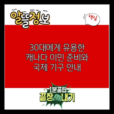 30대에게 유용한 캐나다 이민 준비와 국제 기구 안내