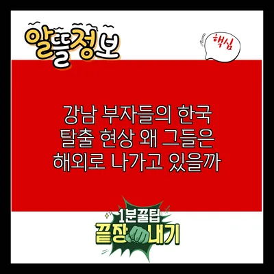 강남 부자들의 한국 탈출 현상: 왜 그들은 해외로 나가고 있을까?