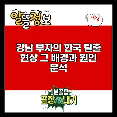 강남 부자의 한국 탈출 현상: 그 배경과 원인 분석