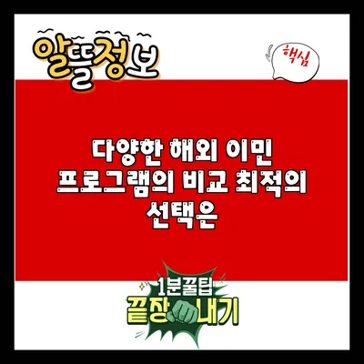 다양한 해외 이민 프로그램의 비교: 최적의 선택은?