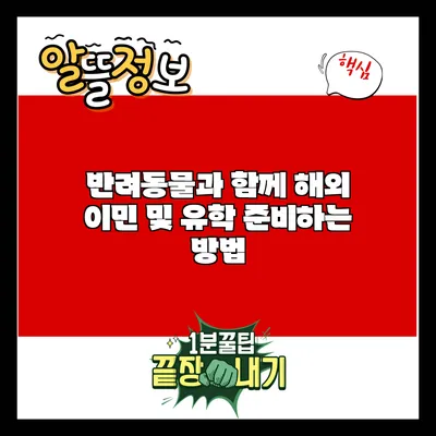 반려동물과 함께 해외 이민 및 유학 준비하는 방법