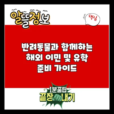 반려동물과 함께하는 해외 이민 및 유학 준비 가이드