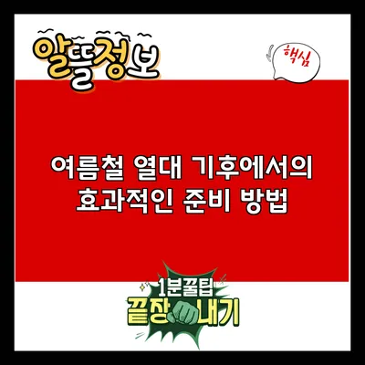 여름철 열대 기후에서의 효과적인 준비 방법