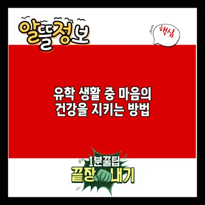 유학 생활 중 마음의 건강을 지키는 방법