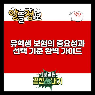 유학생 보험의 중요성과 선택 기준 완벽 가이드