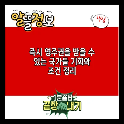 즉시 영주권을 받을 수 있는 국가들: 기회와 조건 정리