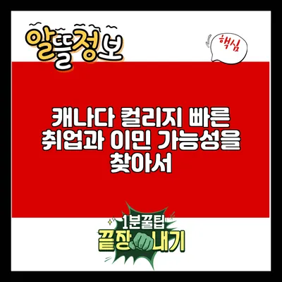 캐나다 컬리지: 빠른 취업과 이민 가능성을 찾아서