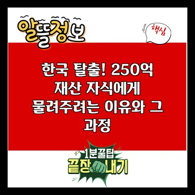 한국 탈출! 250억 재산 자식에게 물려주려는 이유와 그 과정