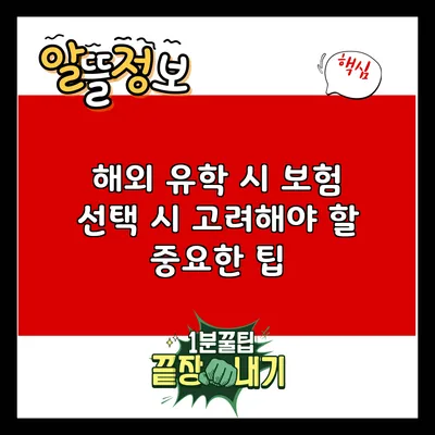 해외 유학 시 보험 선택 시 고려해야 할 중요한 팁
