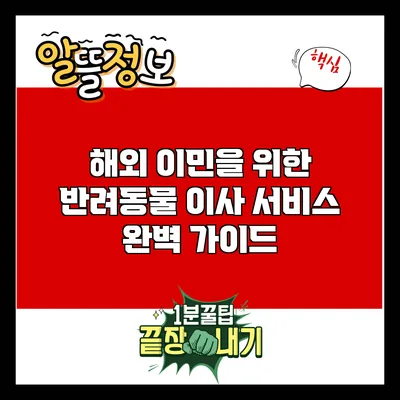 해외 이민을 위한 반려동물 이사 서비스 완벽 가이드
