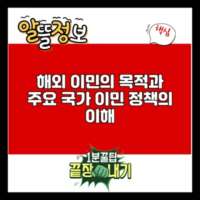 해외 이민의 목적과 주요 국가 이민 정책의 이해